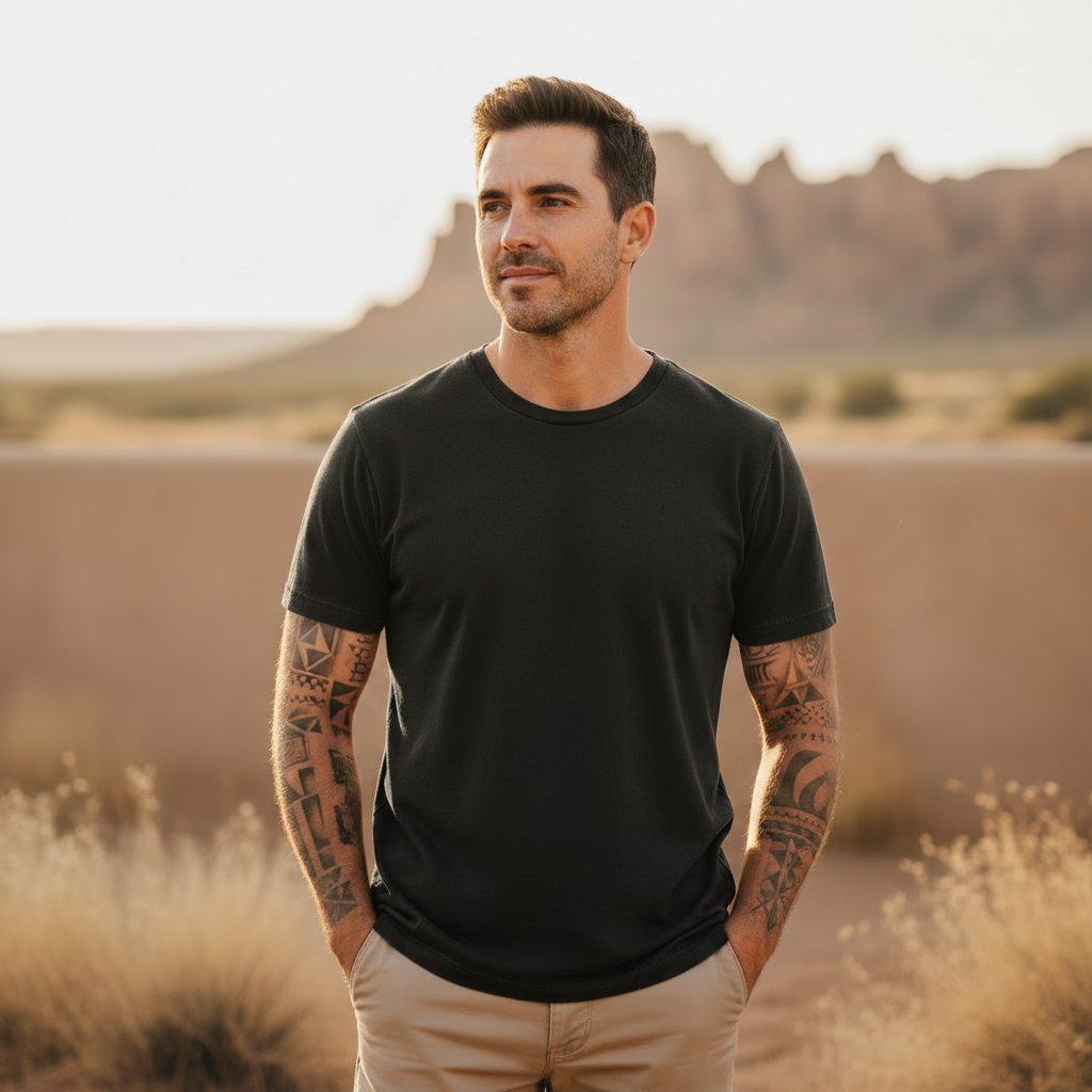 Men's Collection - Black Shirt with Tattoos