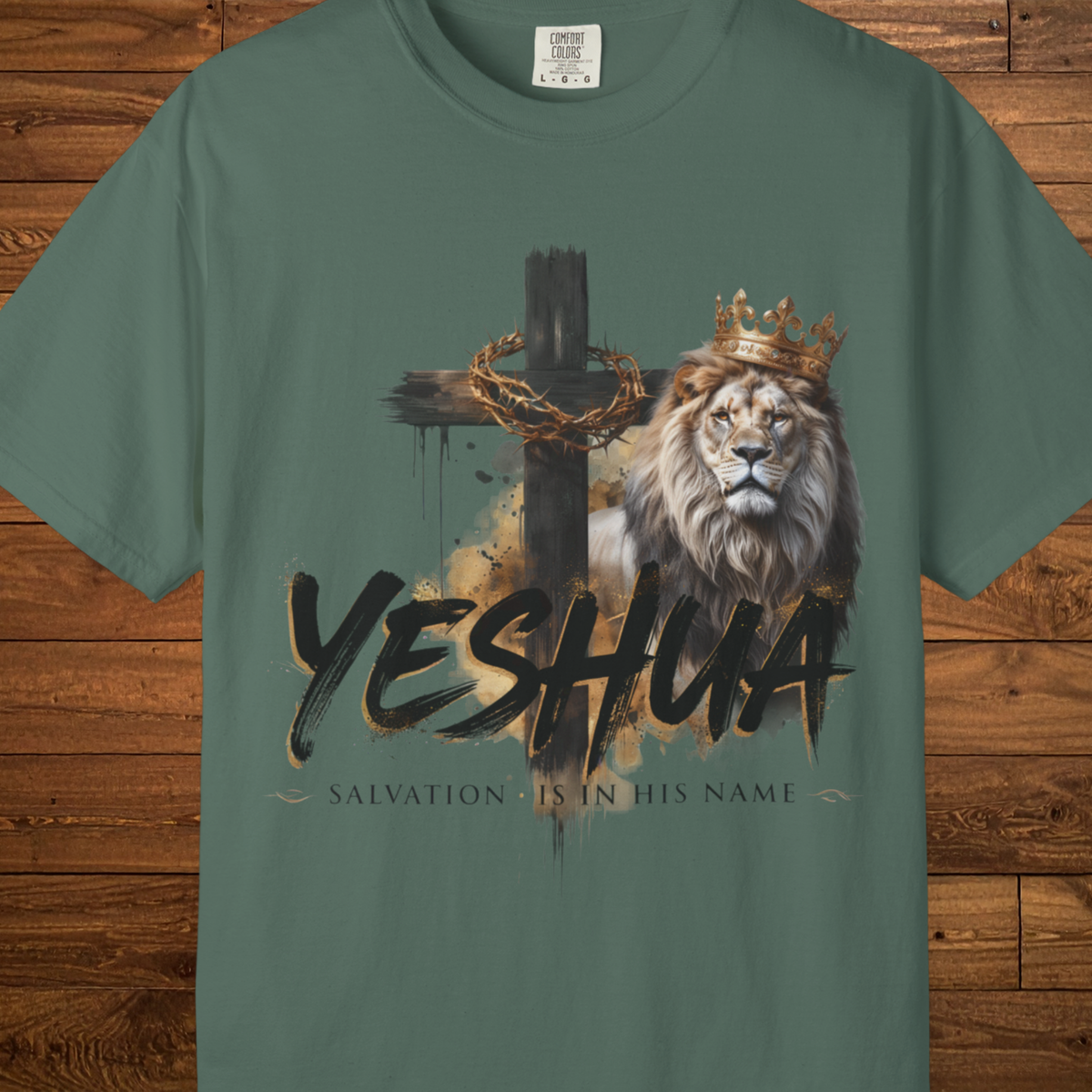 Yeshua Lion & Cross T-Shirt | Christian Faith Graphic Tee