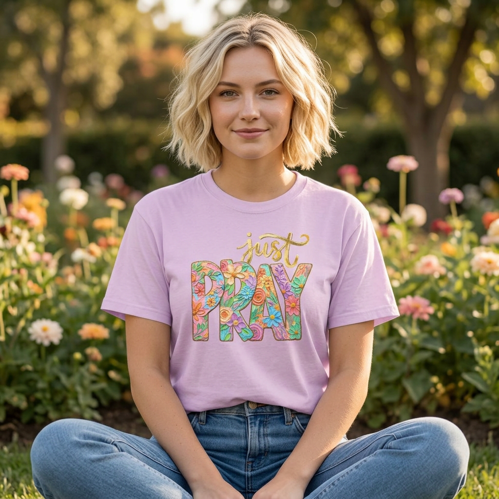 Just Pray T-Shirt | Floral Faith Graphic Tee