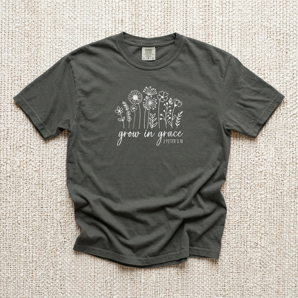 Grow in Grace T-Shirt | 2 Peter 3:18 Faith Tee
