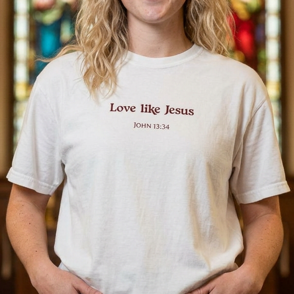 Love Like Jesus T-Shirt | John 13:34 Embroidered Faith Tee