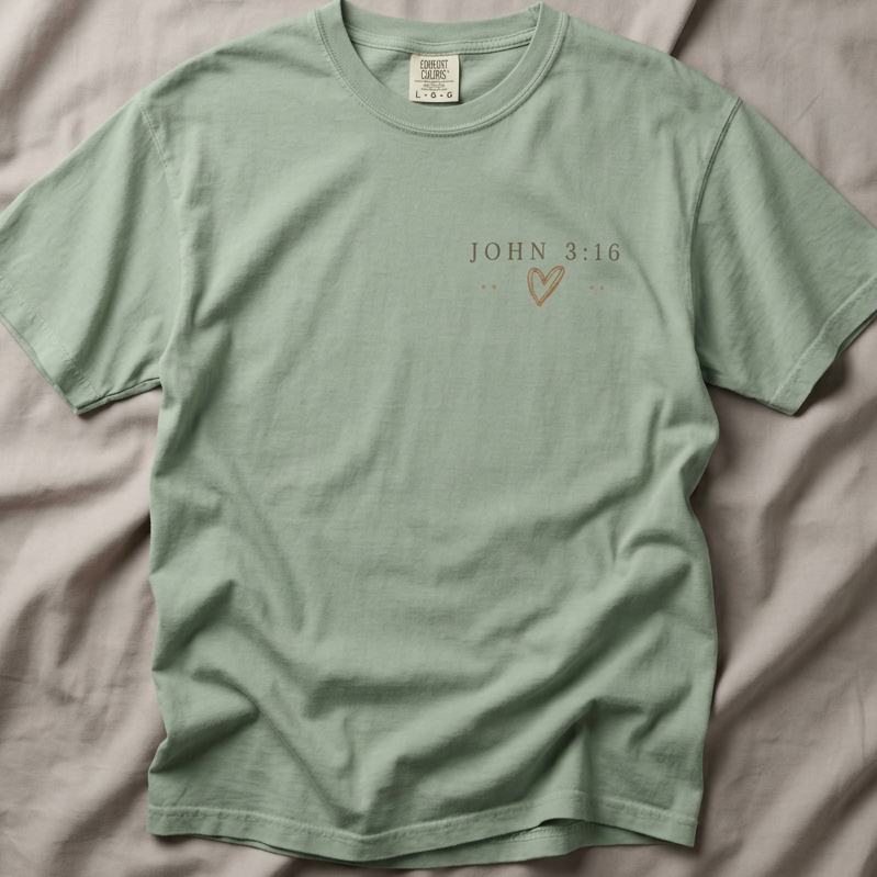 Loved Redeemed Saved John 3:16 Comfort Colors® T-Shirt | Christian Graphic Tee