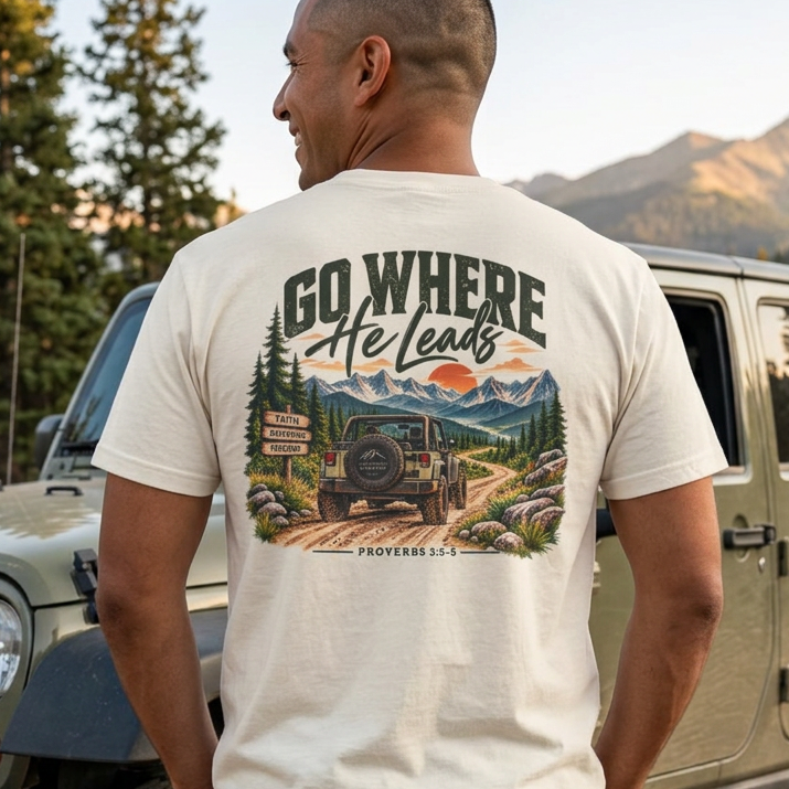 Go Where He Leads | Christian Adventure Tee