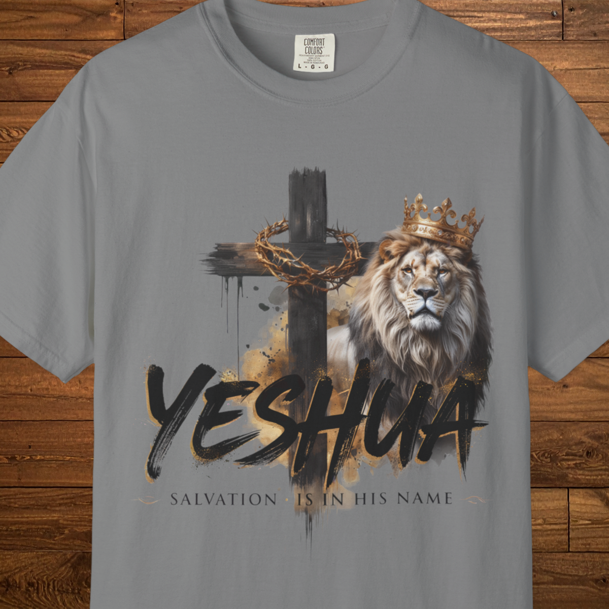 Yeshua Lion & Cross T-Shirt | Christian Faith Graphic Tee
