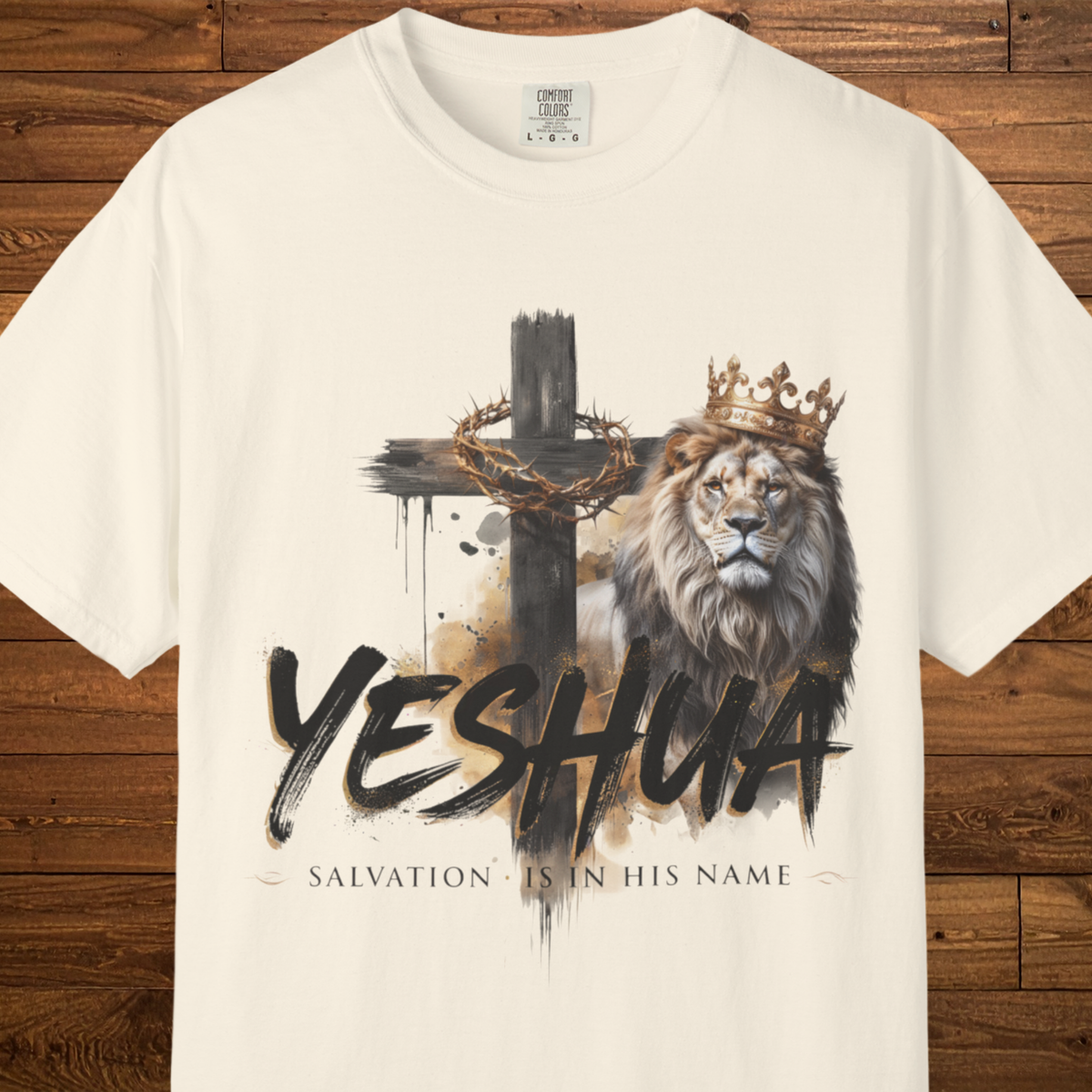 Yeshua Lion & Cross T-Shirt | Christian Faith Graphic Tee