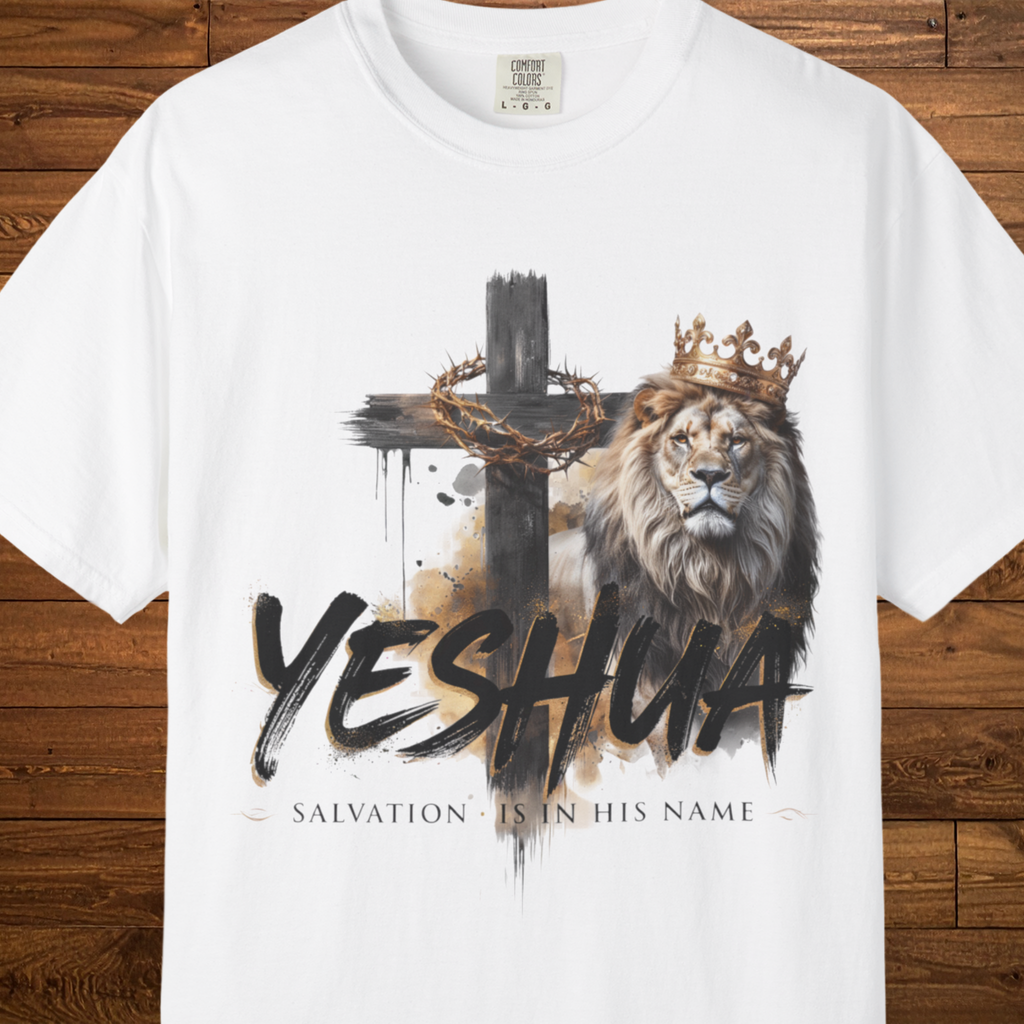 Yeshua Lion & Cross T-Shirt | Christian Faith Graphic Tee