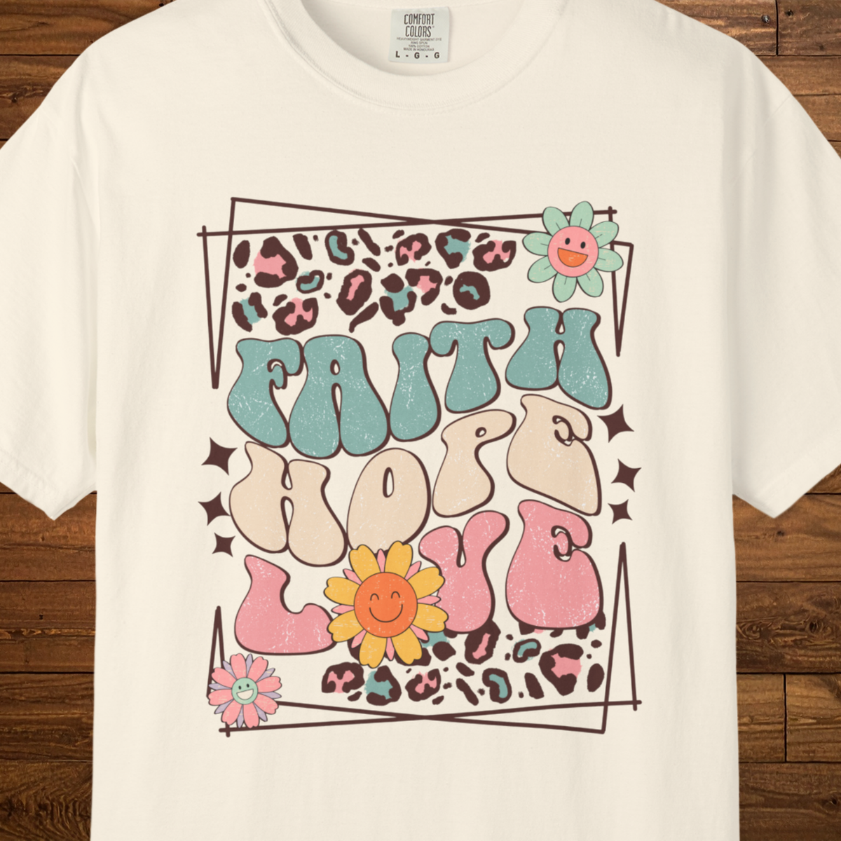 Faith Hope Love Retro T-Shirt | Retro Floral Christian Graphic Tee