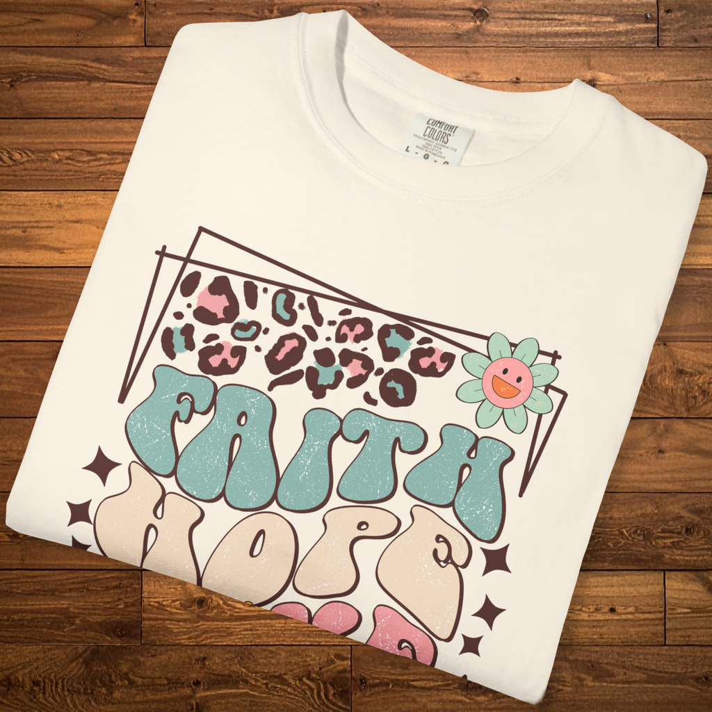 Faith Hope Love Retro T-Shirt | Retro Floral Christian Graphic Tee